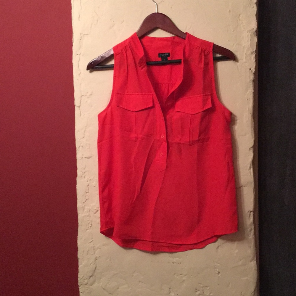 Orange J.Crew Sleeveless Blouse